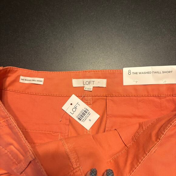 Loft Shorts Women's Sz 8 The Washed Twill Salmon Pink High Rise NWT - Picture 4 of 5